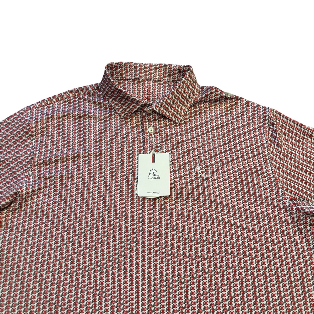 Rhoback Mens Utah Utes Performance Polo Shirt XL Red White Logo Print NWT